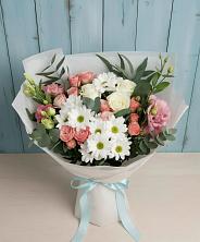 Букет цветов из:  Розы, Лизиантусы и Хризантемы в Заволенье