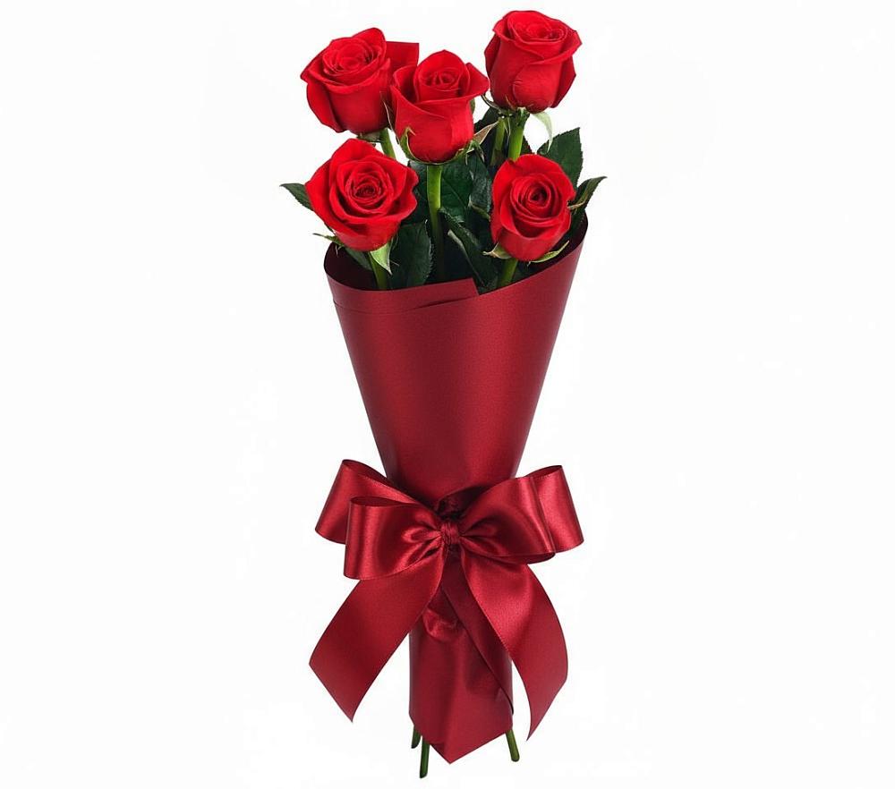 Букет 5 Красных роз Эдлесс Лав в Заволенье