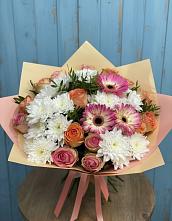 Букет цветов из:  Розы, Герберы и Хризантемы в Заволенье