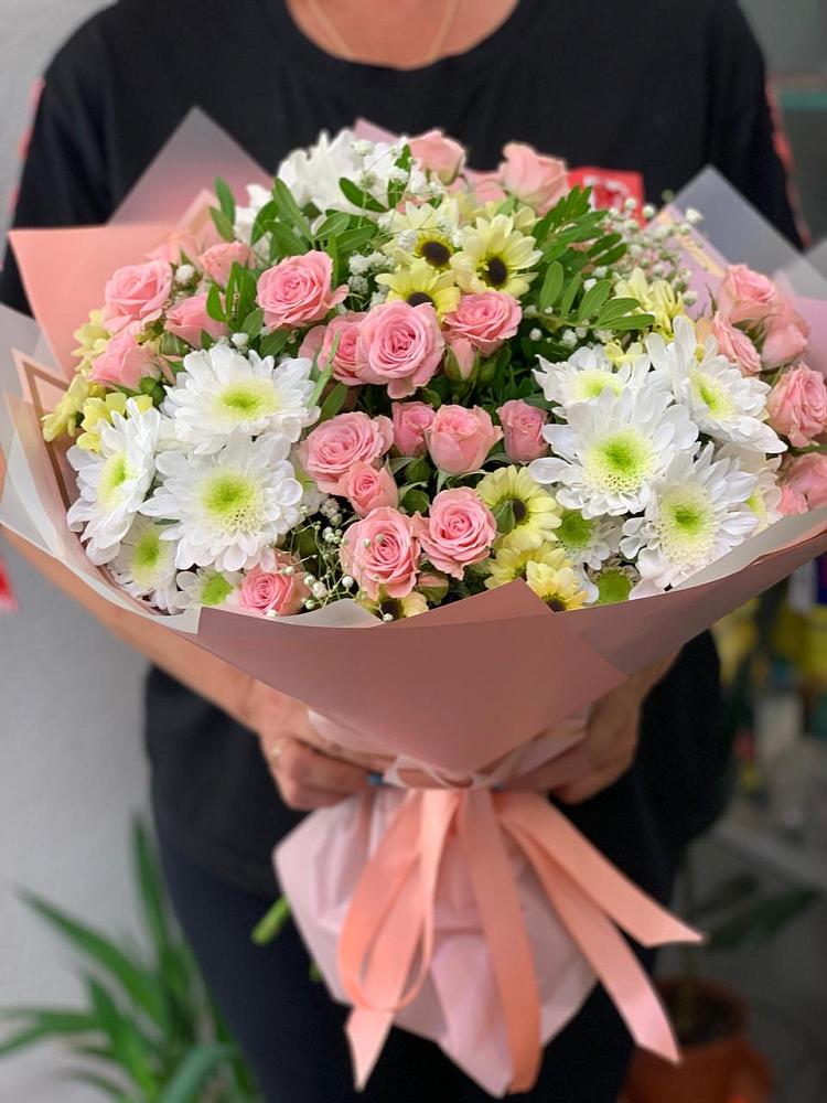 Букет цветов из: Розы и Хризантемы в Заволенье