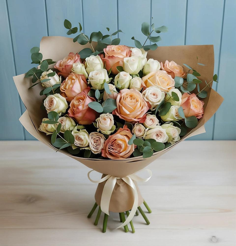 Букет цветов из: Альстромерии и Розы в Заволенье