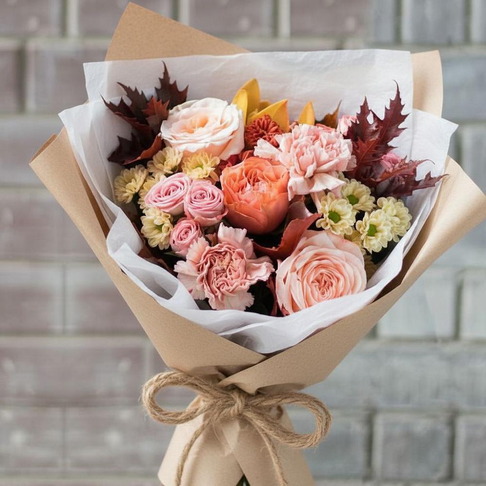 Букет цветов из: Гвоздики, Хризантемы и Розы в Заволенье