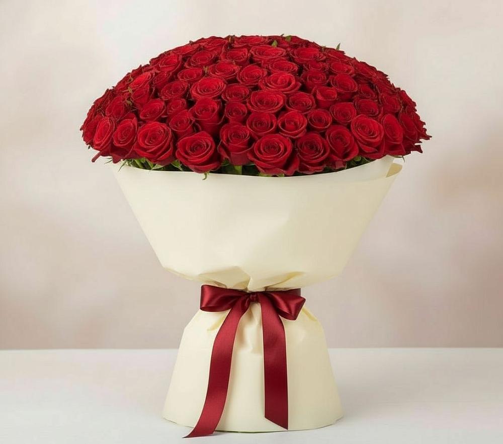 Букет 101 Красная роза Милано в Заволенье