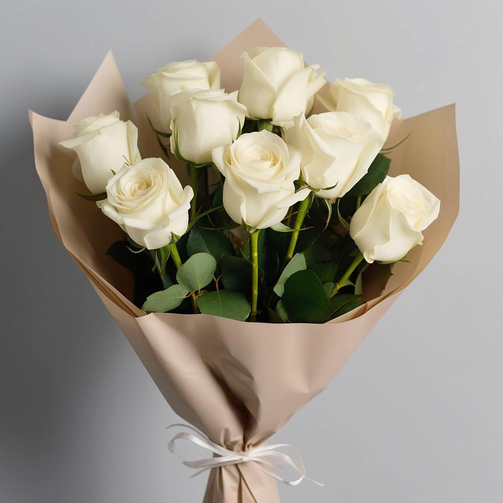 Букет 9 Белых роз Эдлесс Лав в Заволенье