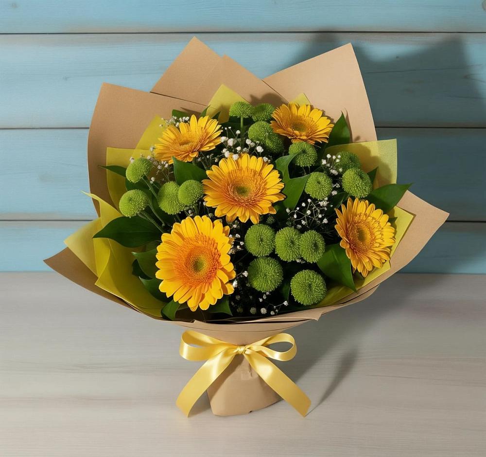 Букет цветов из: Герберы и Хризантемы в Заволенье