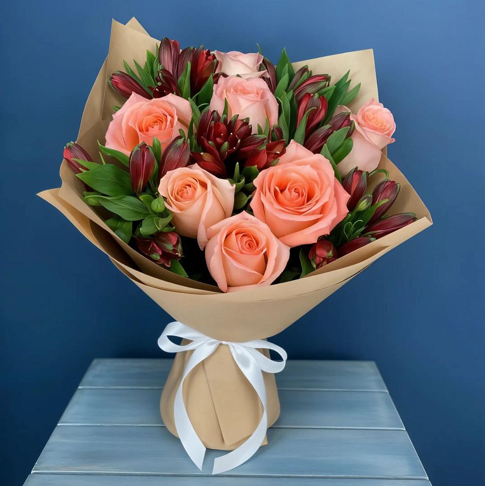 Букет цветов из: Розы и Альстромерии в Заволенье