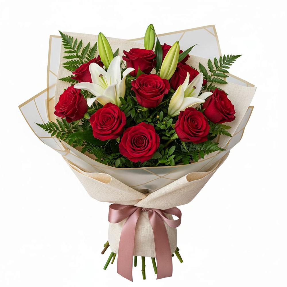 Букет цветов из: Лилии и Розы в Заволенье