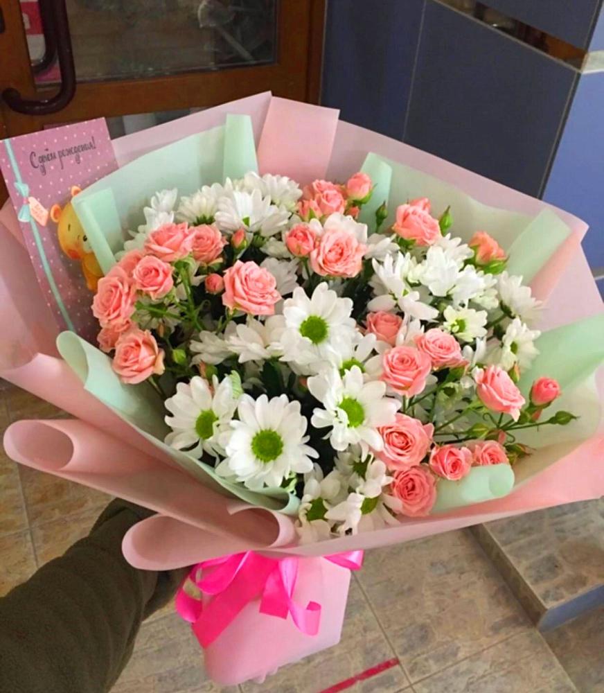 Букет цветов из: Розы и Хризантемы в Заволенье