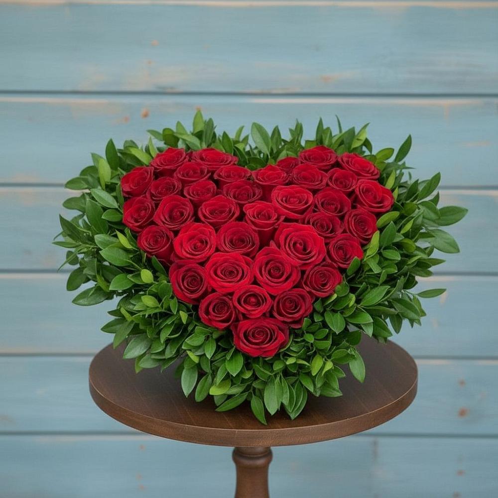 Цветочная композиция из Розы в виде сердца в Заволенье