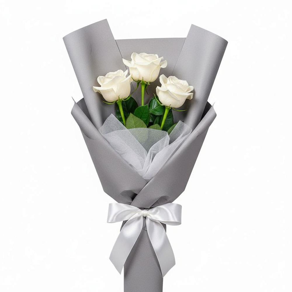 Букет 3 белые розы в Заволенье
