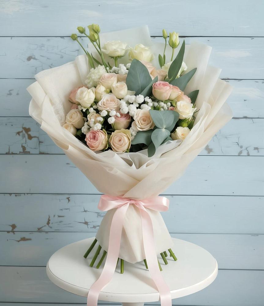 Букет цветов из: Розы и Лизиантусы в Заволенье