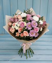 Букет цветов из:  Хризантемы, Розы и Альстромерии #REPLACE_PRED# Заволенье