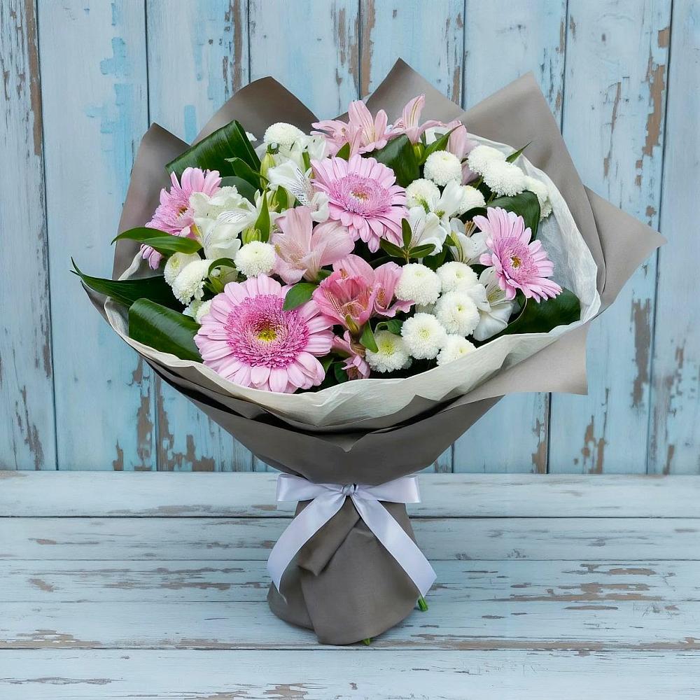 Букет цветов из: Герберы, Альстромерии и Хризантемы в Заволенье