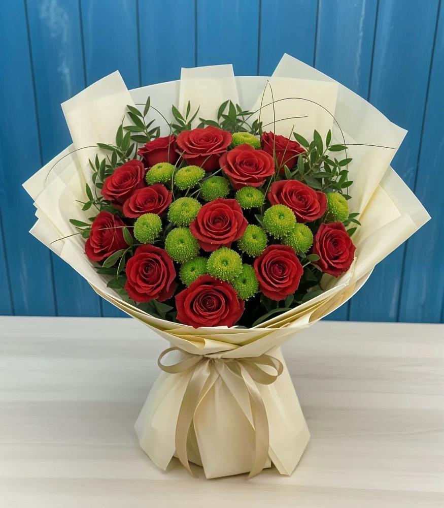 Букет цветов из: Розы и Хризантемы в Заволенье