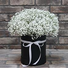 Цветочная композиция из Гипсофила в шляпной коробке в Заволенье