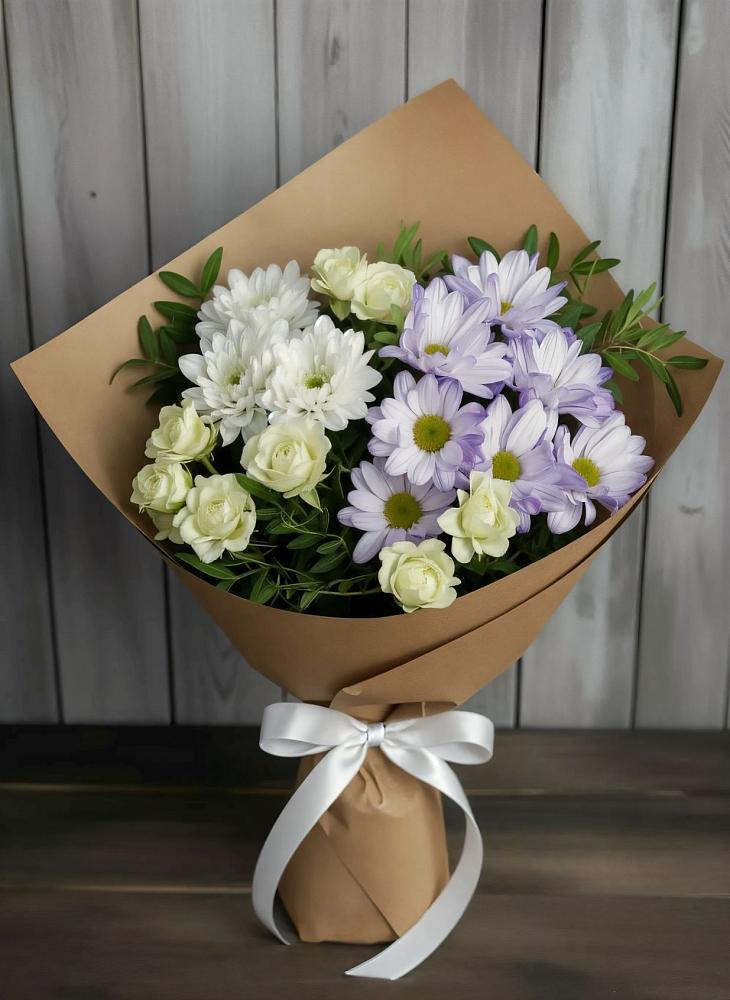 Букет цветов из: Хризантемы и Розы в Заволенье