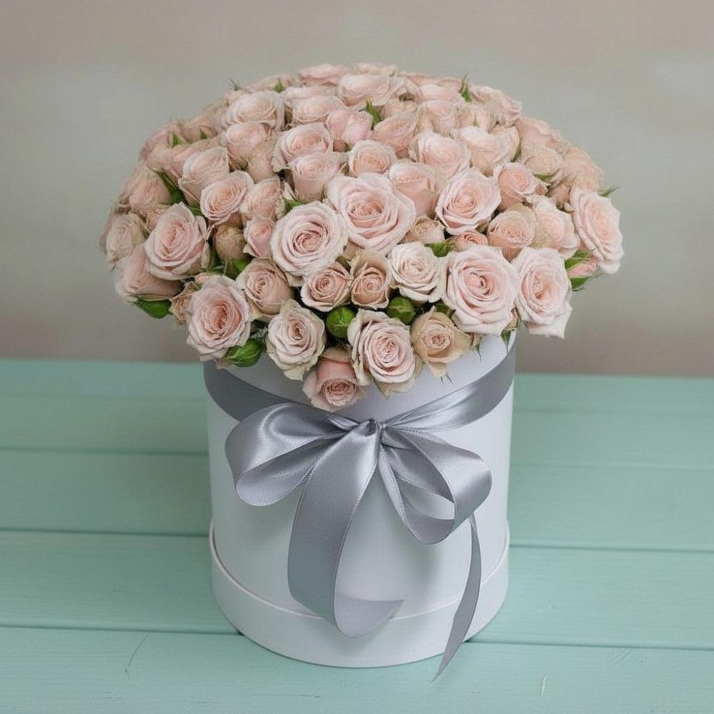 Цветочная композиция из Розы в шляпной коробке в Заволенье